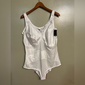 Lunaire White Lace Trim Bodysuit 46DD NWT